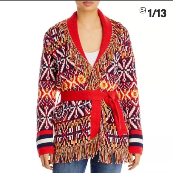 MOTHER Belted Fringe Cardigan Sweater sz S - Picture 1 of 15